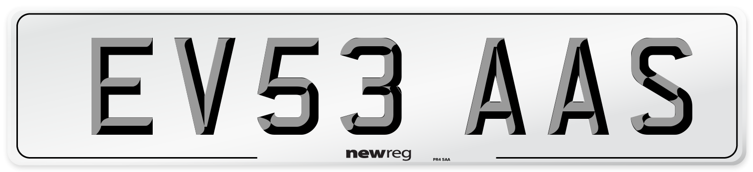 EV53 AAS Number Plate from New Reg